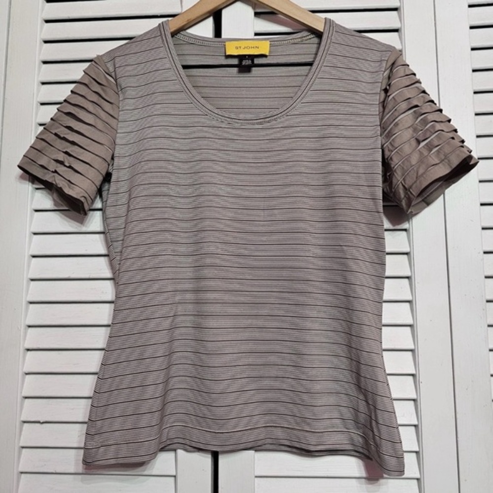 St. John - Striped Tee with Ruffled‎ Sleeves